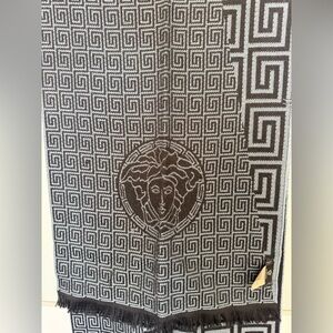 Versace Black and Gray Medusa Scarf